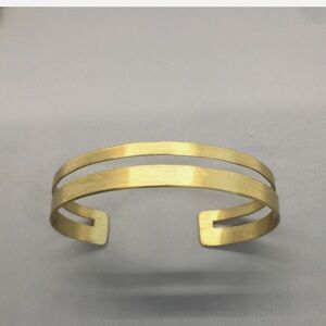 Anthropologie Brushed Gold Double-Band Open Cuff Bracelet